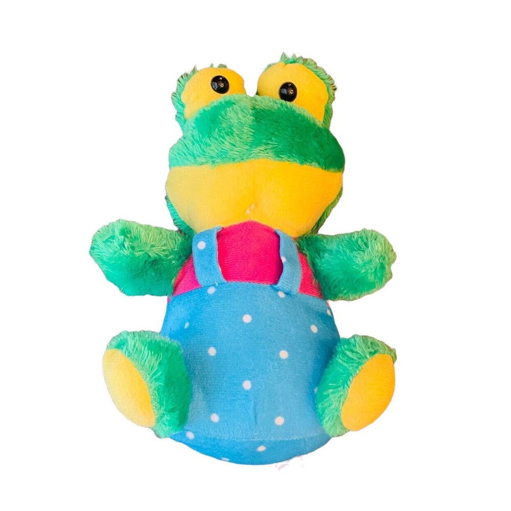 Vintage Kellytoy Frog Plush Stuffed Animal Toy Green Pink Blue 13” P2